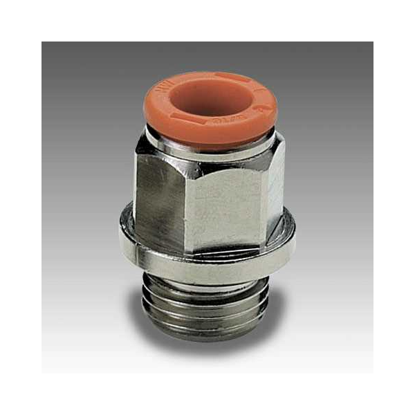 Straight push-in male stud RL1, tube 10 mm × thread 3/8", brass