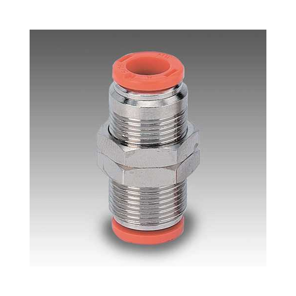 Push-in bulkhead RL10, tube 6 mm, brass
