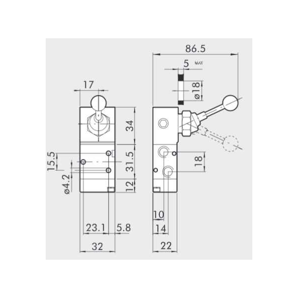 Manual directional valve Series 70 3/2 1/8"