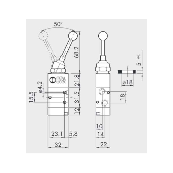 Manual directional valve Series 70 3/2 1/8"
