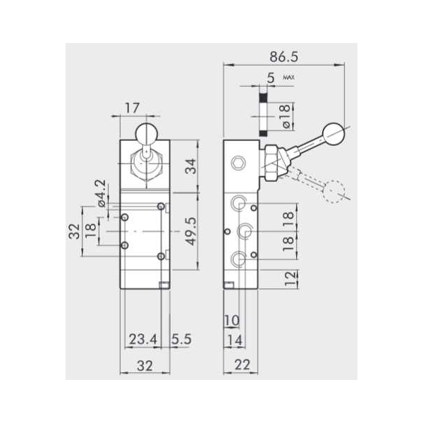 Manual directional valve Series 70 5/2 1/8"