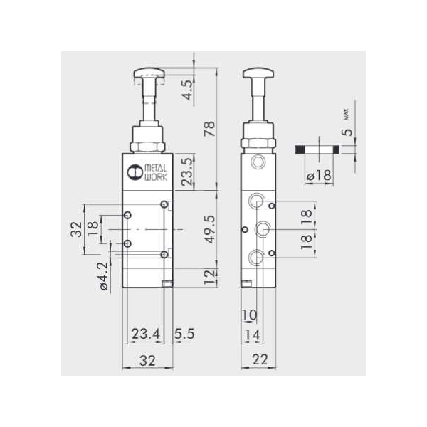 Manual directional valve Series 70 5/2 1/8"