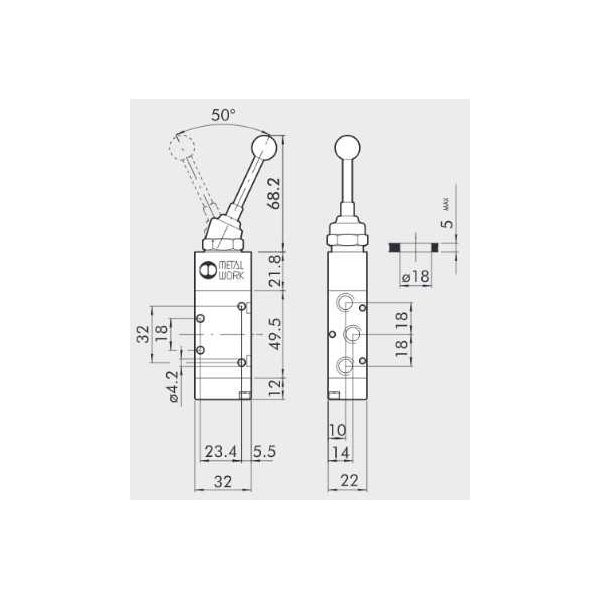 Manual directional valve Series 70 5/2 1/8"