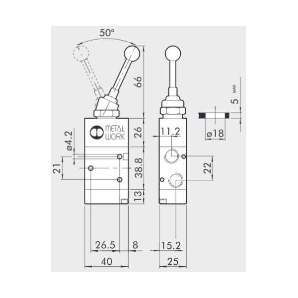 Manual directional valve Series 70 3/2 1/4"