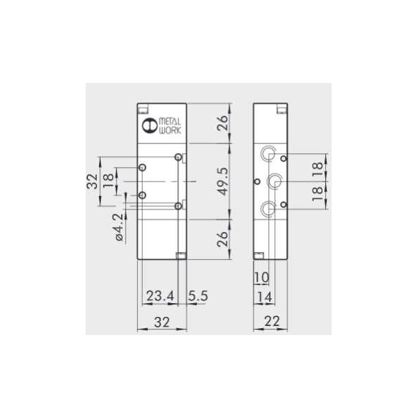 Pneumatically actuated directional valve Series 70 5/2 1/8"