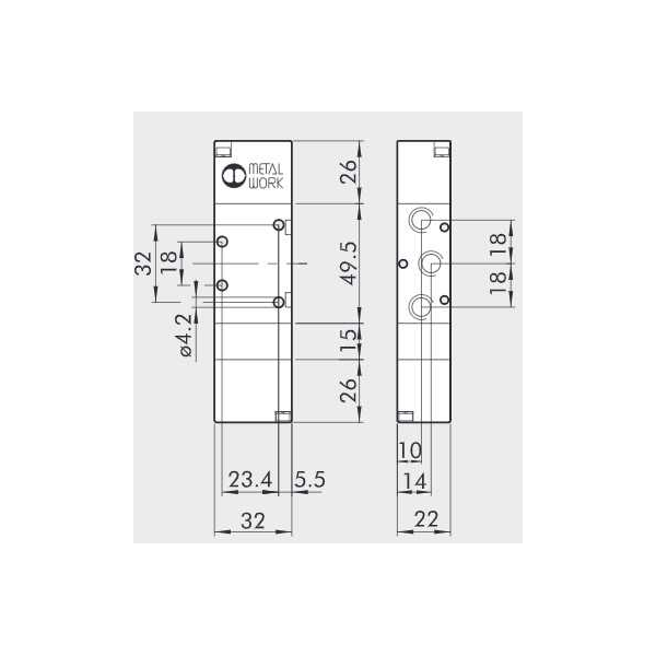 Pneumatically actuated directional valve Series 70 5/3 1/8"