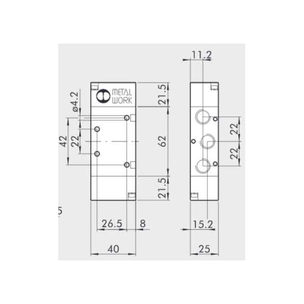 Pneumatically actuated directional valve Series 70 5/2 1/4"