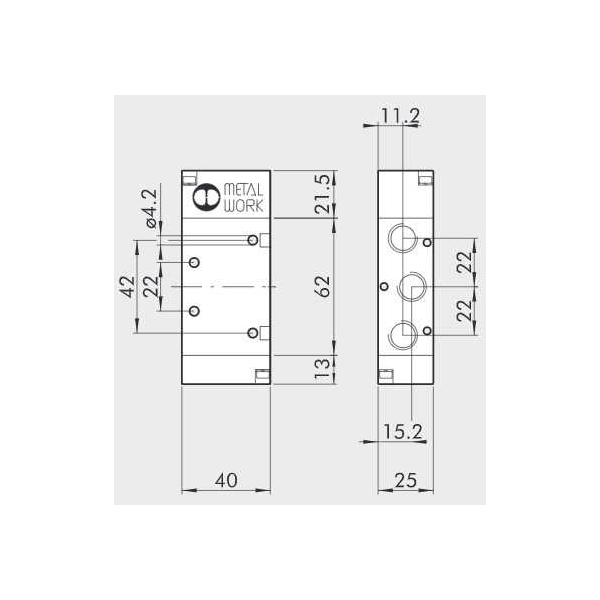 Pneumatically actuated directional valve Series 70 5/2 1/4"