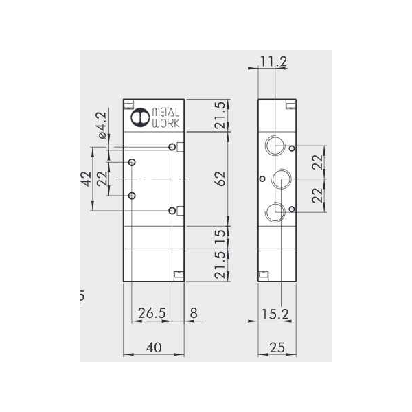 Pneumatically actuated directional valve Series 70 5/3 1/4"