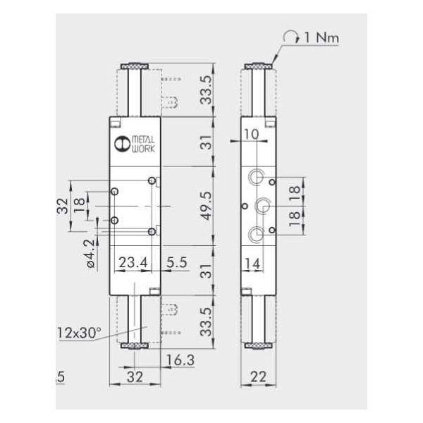 Solenoid valve Series 70 direct acting (SO) 5/2 1/8"