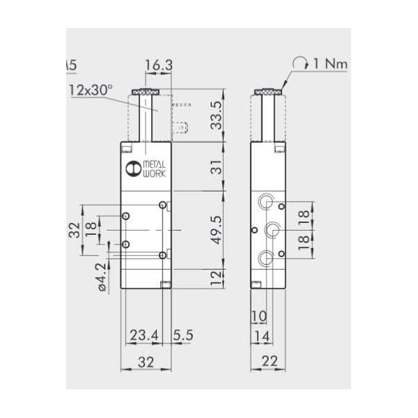 Solenoid valve Series 70 direct acting (SO) 5/2 1/8"