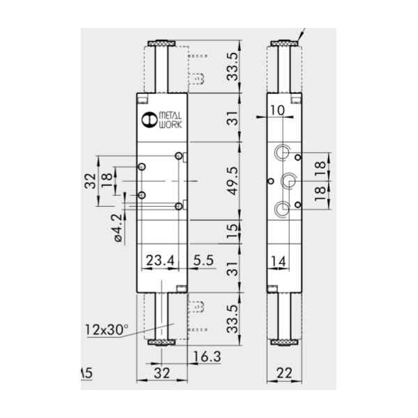 Solenoid valve Series 70 direct acting (SO) 5/3 1/8"