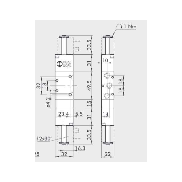 Solenoid valve Series 70 direct acting (SO) 5/3 1/8"