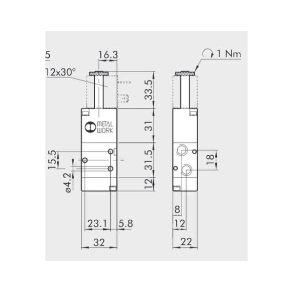 Solenoid valve Series 70 pilot assisted (SE) 3/2 1/4"