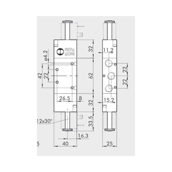 Solenoid valve Series 70 direct acting (SO) 5/2 1/4"