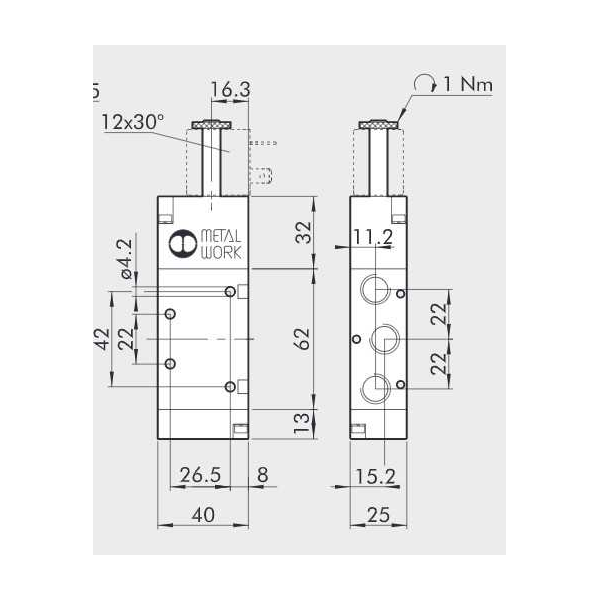 Solenoid valve Series 70 direct acting (SO) 5/2 1/4"