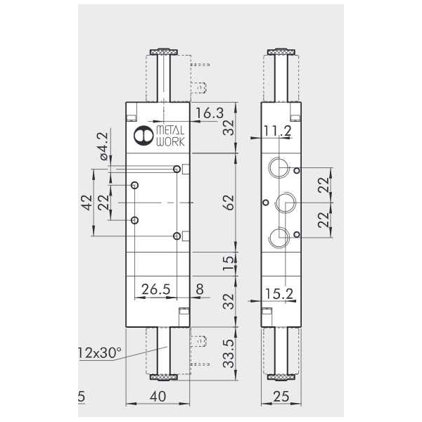 Solenoid valve Series 70 direct acting (SO) 5/3 1/4"
