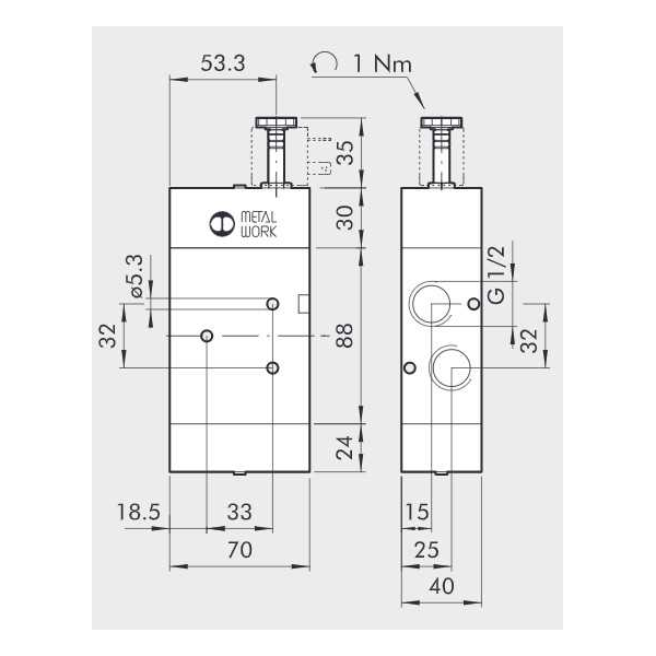 Solenoid valve Series 70 pilot assisted (SE) 3/2 1/2"