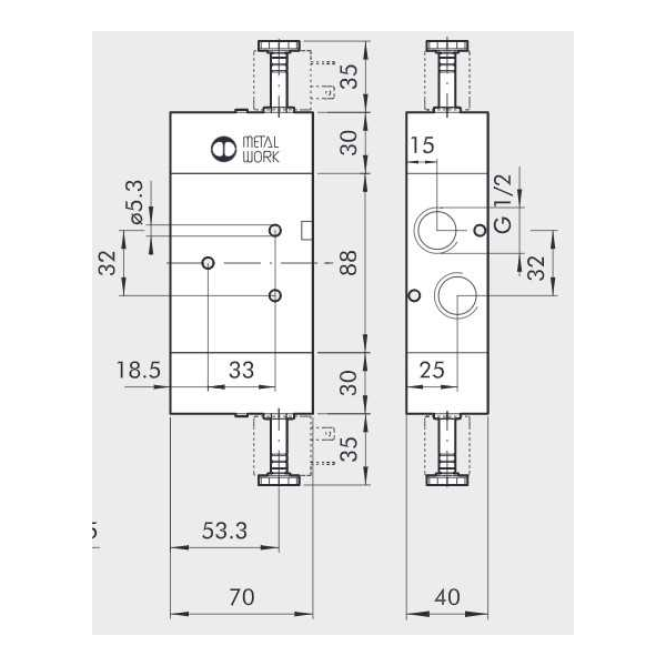 Solenoid valve Series 70 direct acting (SO) 3/2 1/2"