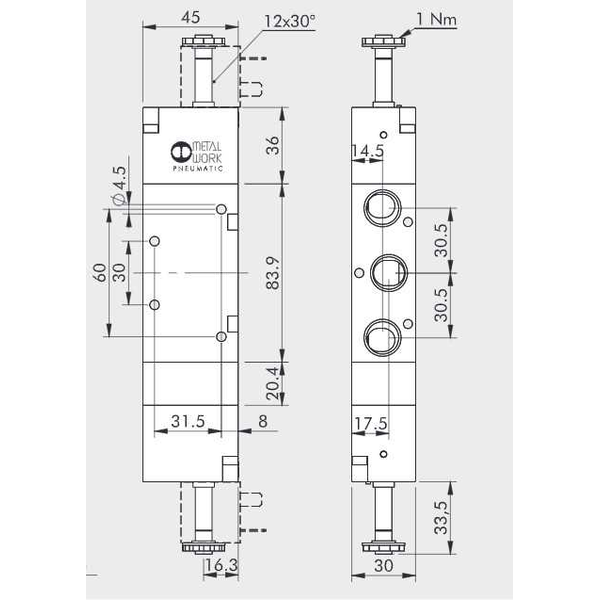 Solenoid valve Series 70 direct acting (SO) 5/3 3/8"