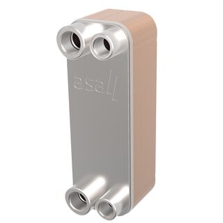 Image of an ASA plate cooler (plate heat exchanger) for hydraulic systems, showing stacked plates, connection ports, and frame for efficient hydraulic oil cooling.