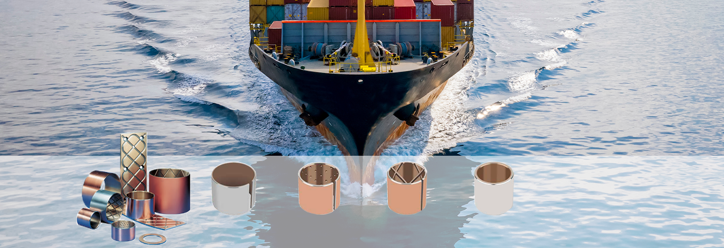 Sliding bearings on top of an image of a ship
