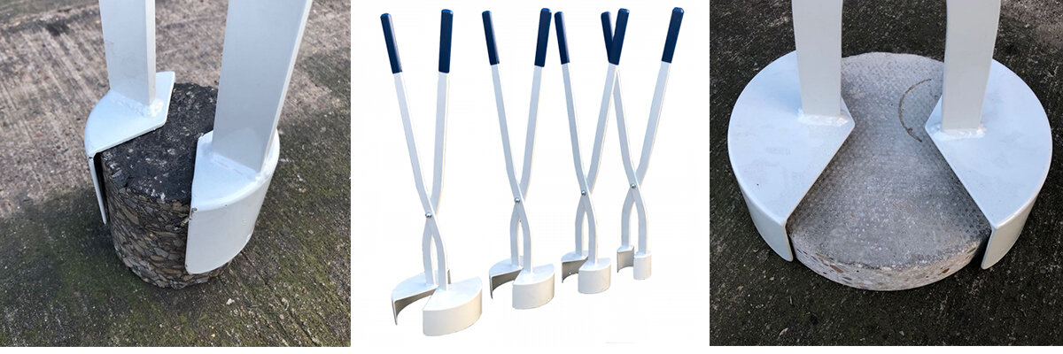 Image of clamps used for taking asphalt core samples for accurate analysis