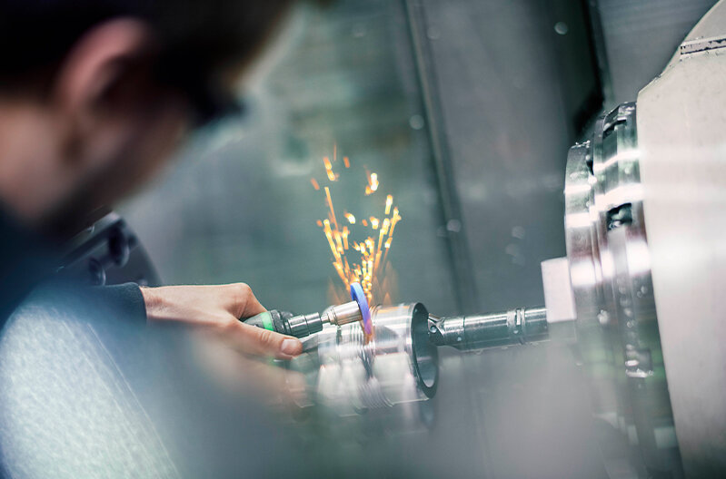 Close up of welding of a cylinder