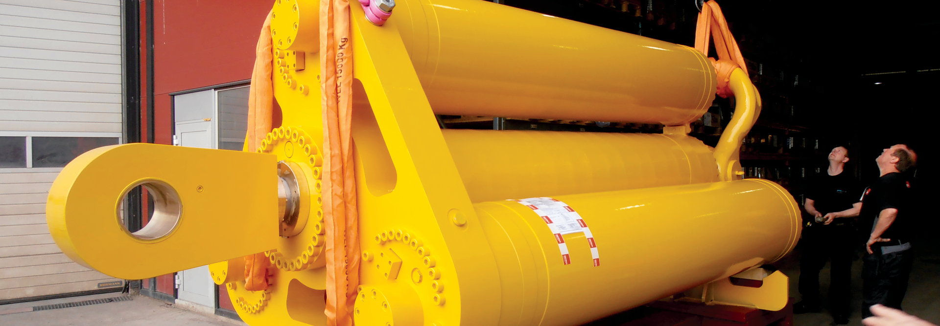 Big yellow damper on its way out of the production hall in Rissa