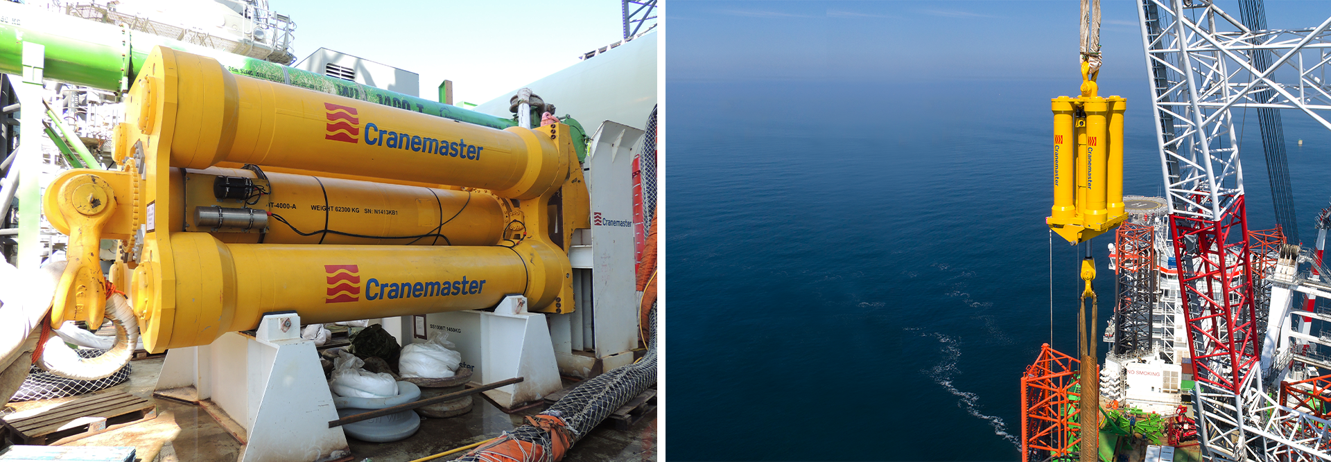 Cranemaster gul hydraulisk demper produsert av Servi Group