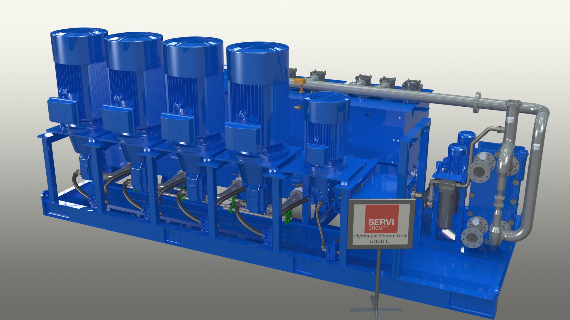 3D illustration in blue - HPU to Seismic vessels